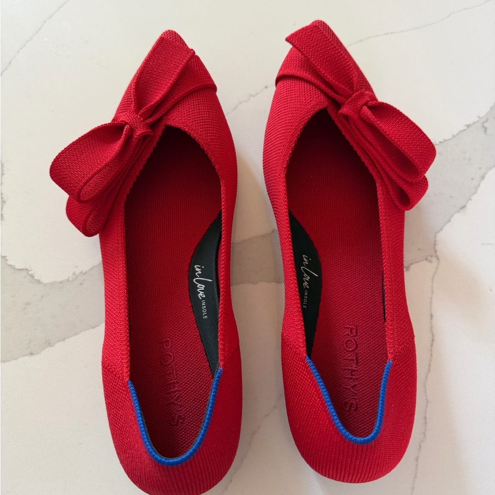 Rothy's Vibrant Red Flats with Bow